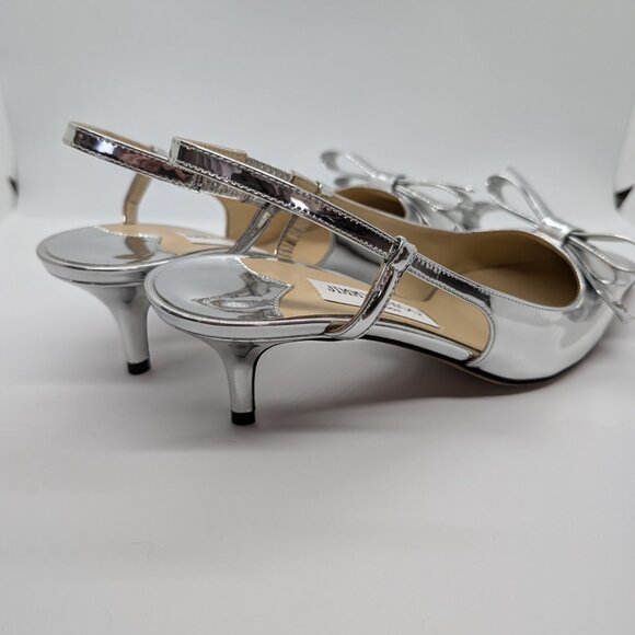Jimmy Choo silver bow kitten heels, 38 EU NWOT - Picture 2 of 4